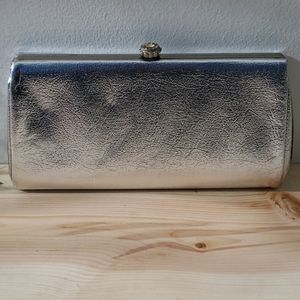 Metallic Silver clutch w strap - 222